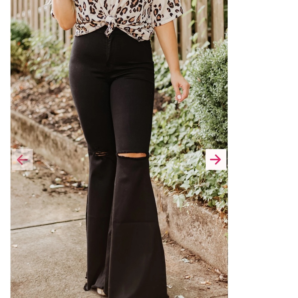 Black Distressed Flare Pants